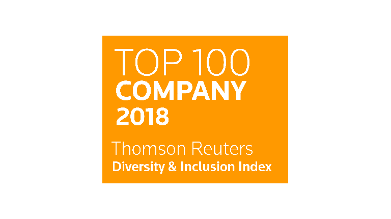Image of Thomson Reuters Top 100 Company 2018 logo for Diversity & Inclusion Index